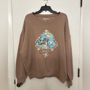 Disney Lilo and Stitch Surfing Crewneck Pullover Graphic Sweatshirt Size XL